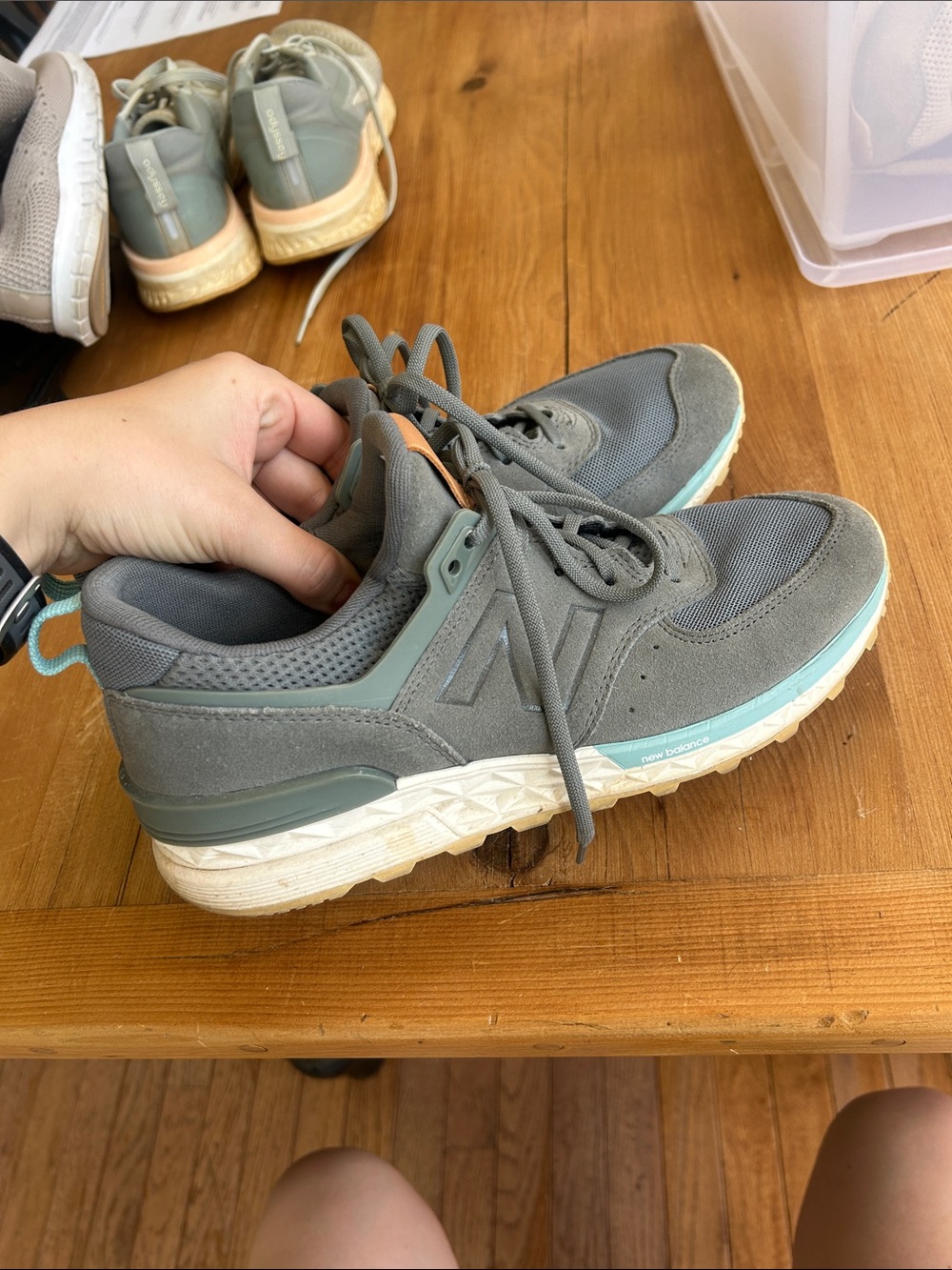 New Balance Gray and Teal Casual Sneakers